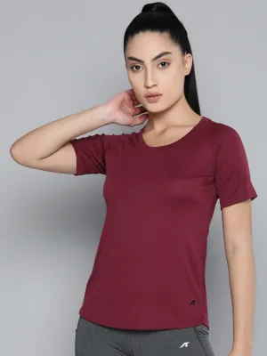 Alcis Women Red Anti Static Slim Fit Running T-shirt