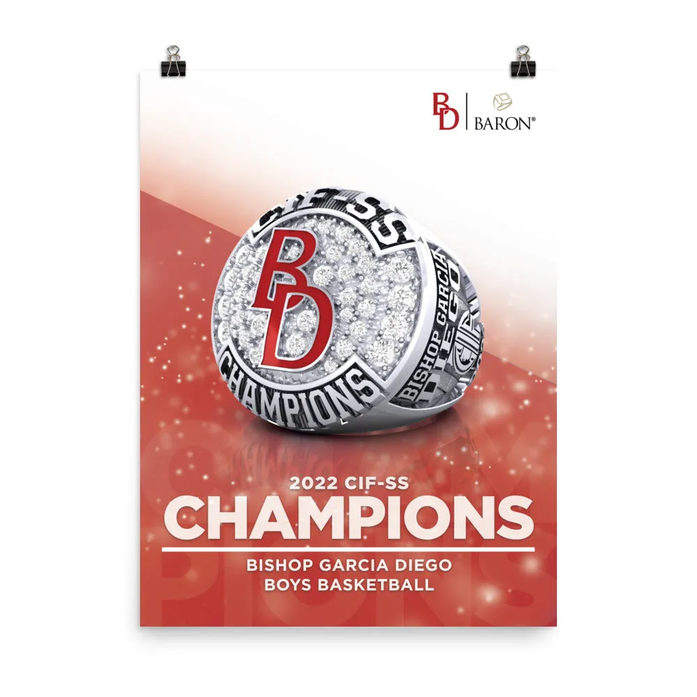 Bishop Garcia Diego Boys Basketball 2022 Championship Poster