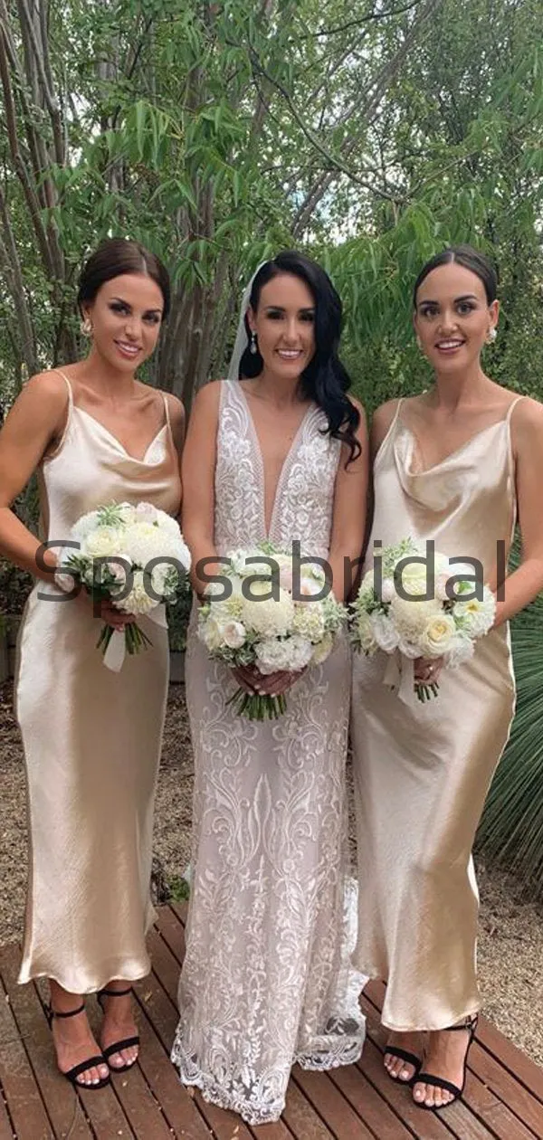 Cheap Hot Sale Spaghetti Straps Simple Popular Bridesmaid Dresses WG680