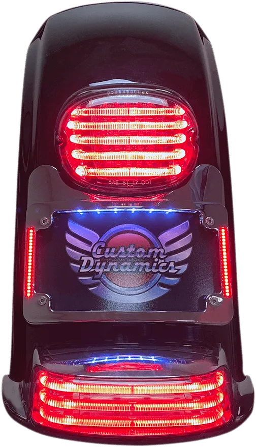 Custom Dynamics TS-ELIM-06BCM-B Turn Signal Eliminator with Tri-Radius Iluminated Plate Frame - Gloss Black