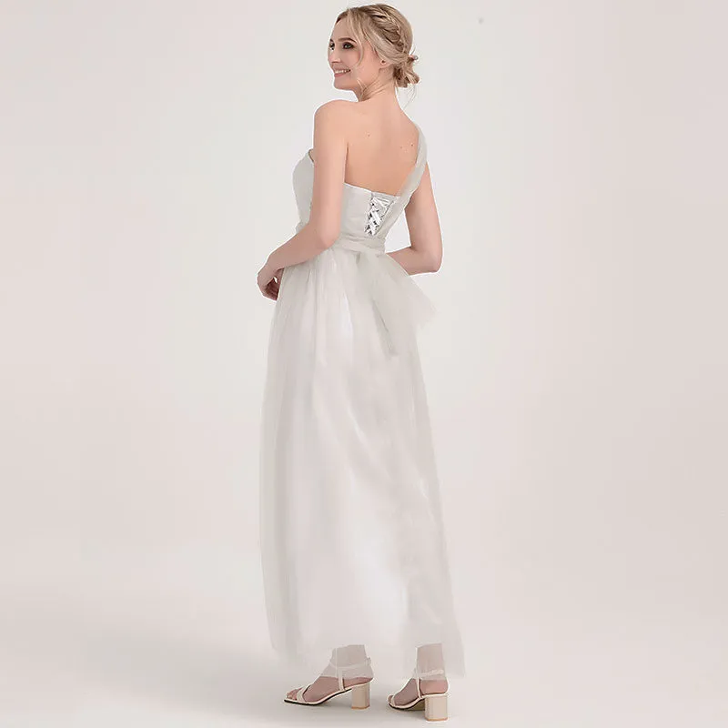 [Final Sale] Silver Grey Multi Way Soft Tulle Bridesmaid Dress -Bella