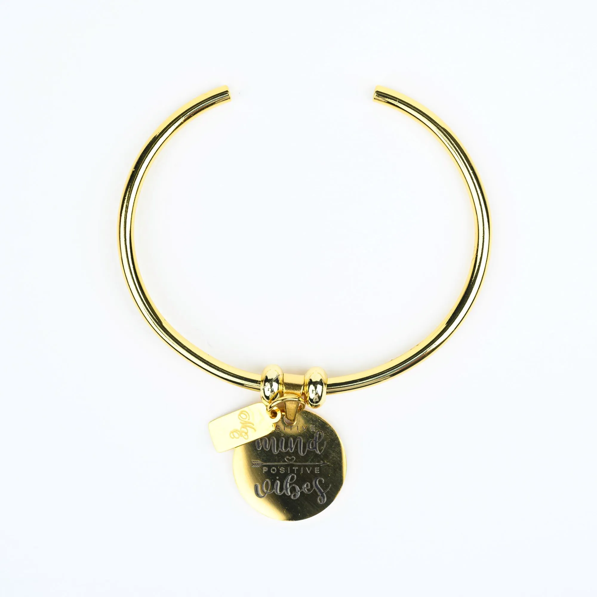 ME™ Word. Positive Minds Positive Vibes Goldtone Bangle