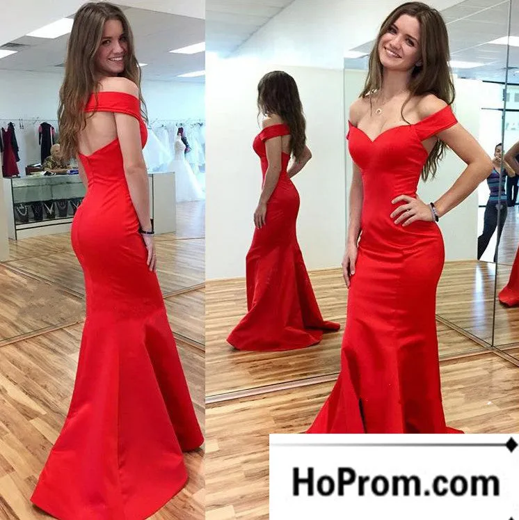 Off Shouler Red Mermaid Prom Dress Evening Dresses