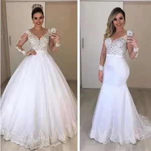 Wedding Dresses See Through Back Custom Two Pieces Bridal Gowns